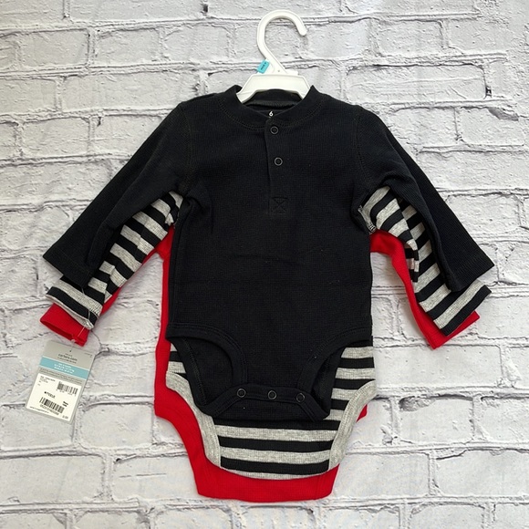 Carters Baby 3piece set of thermal long sleeve onesies Size 6 months NWT - Picture 2 of 5
